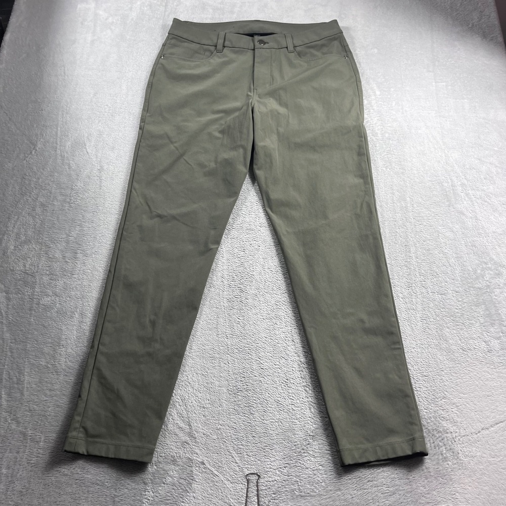 Lululemon ABC Slim Fit Warpstreme Pants Olive Green Mens 31 x 28 LM5ALWS